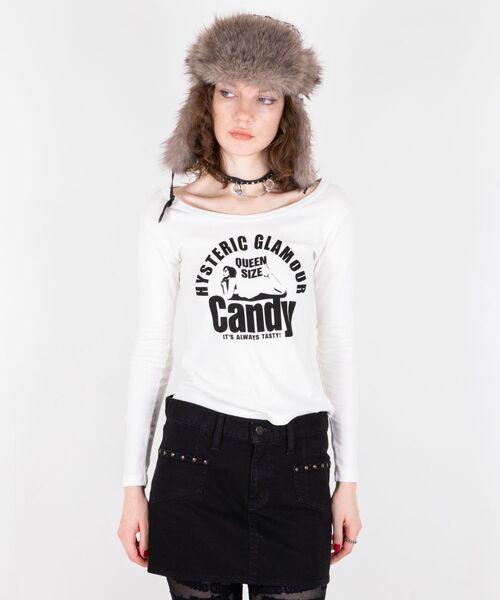 HYSTERIC GLAMOUR（ヒステリックグラマー）の「QUEEN SIZE CANDY チビTシャツ（Tシャツ/カットソー・レディース・ピンク系その他/ブラック/ホワイト・FREE）」の5枚目の写真