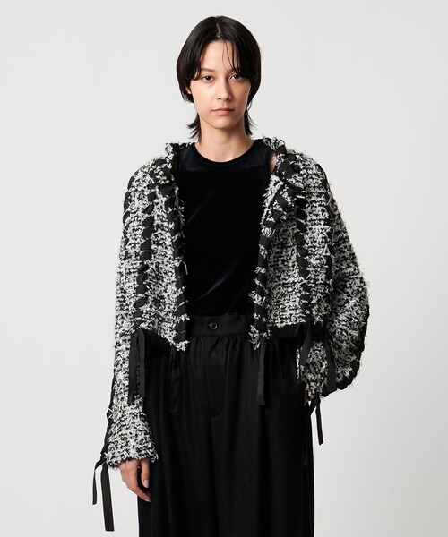 AEWEN MATOPH＞ツイードライクニットジャケット（ノーカラージャケット