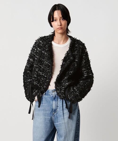 セール】＜AEWEN MATOPH＞ツイードライクニットジャケット（ノーカラー