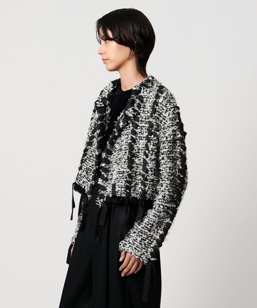 アドーア ツイードライクニットジャケット AEWEN MATOPH＞ツイードライクニットジャケット（ノーカラージャケット