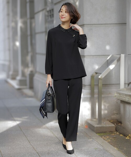 J.PRESS Ladies(J.プレス レディス)の「【セットアップ対応・2way】セラテリーダブルクロス ブラウス(シャツ/ブラウス・レディース・ベージュ系/ネイビー系/ブラック系・XS/S)」の5枚目の写真