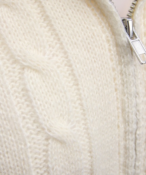 clear（クリア）の「ダブルジップケーブルハイネックニットトップス［大人 カジュアル 着回し力抜群］≪AW新作≫（ニット/セーター・レディース・ブラウン/アイボリー/杢グレー・F）」の10枚目の写真