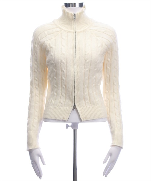 clear（クリア）の「ダブルジップケーブルハイネックニットトップス［大人 カジュアル 着回し力抜群］≪AW新作≫（ニット/セーター・レディース・ブラウン/アイボリー/杢グレー・F）」の21枚目の写真