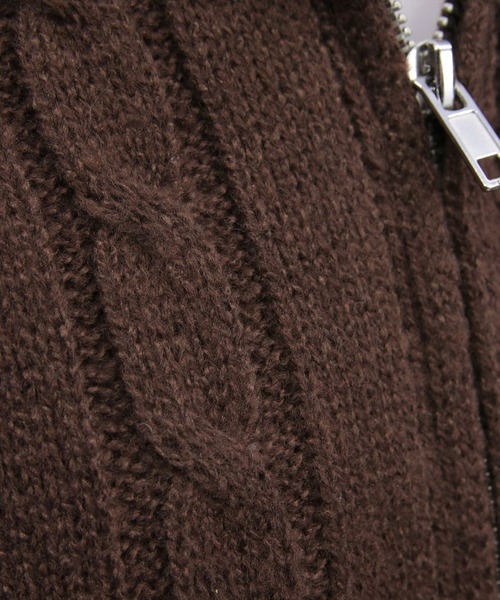 clear（クリア）の「ダブルジップケーブルハイネックニットトップス［大人 カジュアル 着回し力抜群］≪AW新作≫（ニット/セーター・レディース・ブラウン/アイボリー/杢グレー・F）」の11枚目の写真