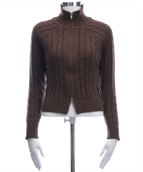 clear（クリア）の「ダブルジップケーブルハイネックニットトップス［大人 カジュアル 着回し力抜群］≪AW新作≫（ニット/セーター・レディース・ブラウン/アイボリー/杢グレー・F）」の20枚目の写真