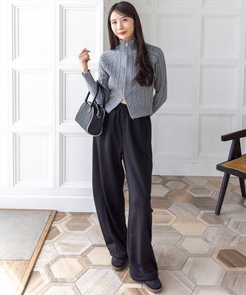 clear（クリア）の「ダブルジップケーブルハイネックニットトップス［大人 カジュアル 着回し力抜群］≪AW新作≫（ニット/セーター・レディース・ブラウン/アイボリー/杢グレー・F）」の8枚目の写真