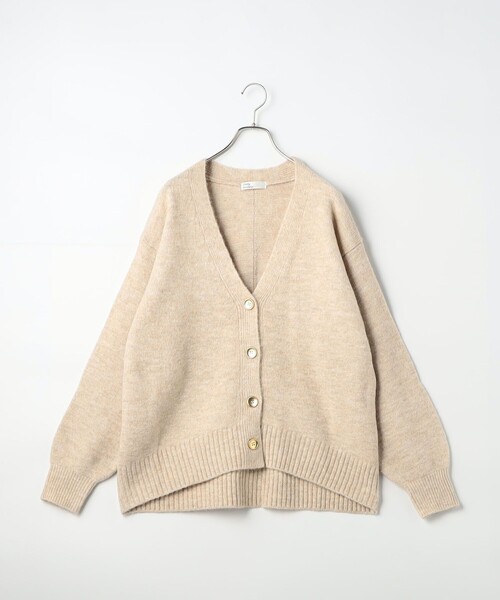 fredy couleur（フレディクルール）の「ヤクライクＶネックワイドカーディガン（カーディガン/ボレロ・レディース・ベージュ/ライトグレー/チャコールグレー/レッド/ブルー/オフホワイト/ブラック・38）」の5枚目の写真