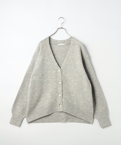 fredy couleur（フレディクルール）の「ヤクライクＶネックワイドカーディガン（カーディガン/ボレロ・レディース・ベージュ/ライトグレー/チャコールグレー/レッド/ブルー/オフホワイト/ブラック・38）」の4枚目の写真