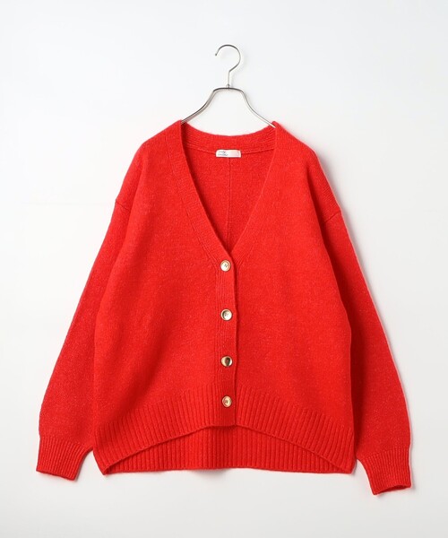 fredy couleur（フレディクルール）の「ヤクライクＶネックワイドカーディガン（カーディガン/ボレロ・レディース・ベージュ/ライトグレー/チャコールグレー/レッド/ブルー/オフホワイト/ブラック・38）」の14枚目の写真