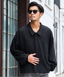 『CavariA/キャバリア』長袖ニットポロ