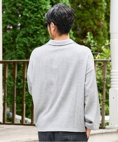 CavariA(キャバリア)の「『CavariA/キャバリア』長袖ニットポロ(シャツ/ブラウス・メンズ・グレー/ブラック/ネイビー・L/M)」の9枚目の写真
