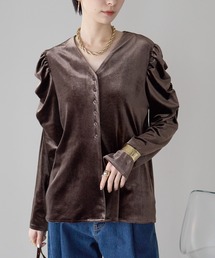 ベロア」に該当するトップス（ブラウン/茶色系・長袖）ファッション