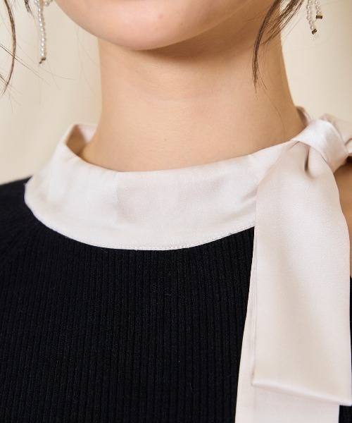 WILLSELECTION（ウィルセレクション）の「ワンショルリボンタイリブニット（ニット/セーター・レディース・オフホワイト/ブルー/モカ/ブラック・FREE）」の18枚目の写真