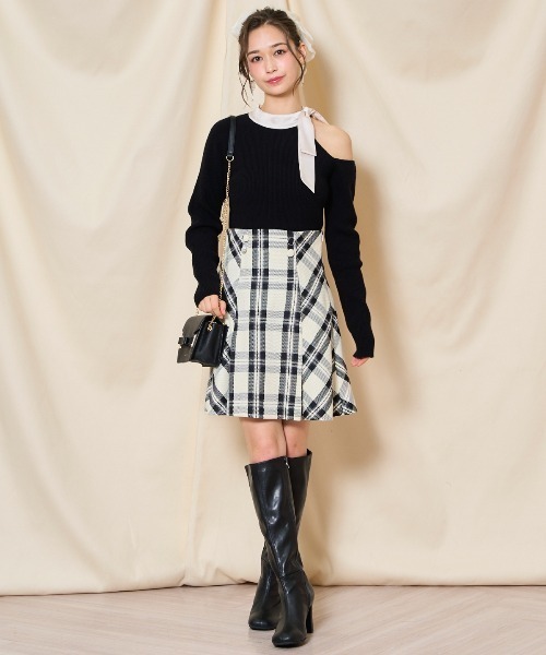 WILLSELECTION（ウィルセレクション）の「ワンショルリボンタイリブニット（ニット/セーター・レディース・オフホワイト/ブルー/モカ/ブラック・FREE）」の14枚目の写真