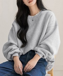 【裏起毛/リブ/ボリュームドロップショルダー】長袖オーバーサイズニュアンススウェット