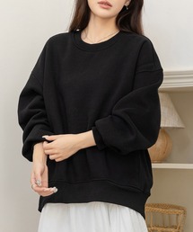 【裏起毛/リブ/ボリュームドロップショルダー】長袖オーバーサイズニュアンススウェット