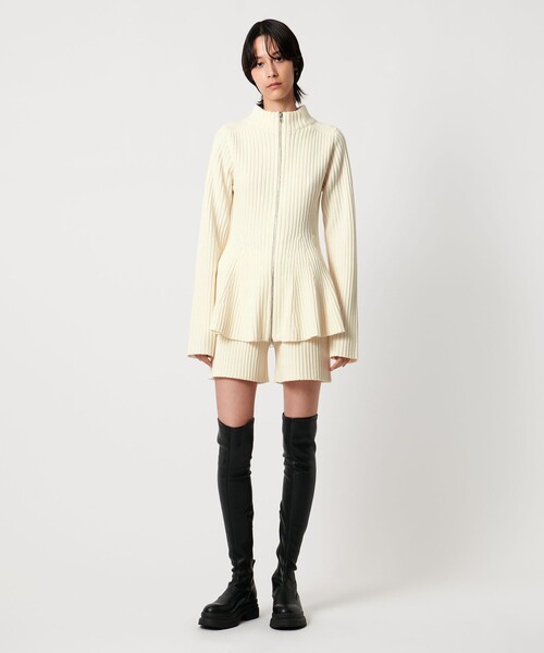 AEWEN MATOPH(イウエン マトフ)の「<AEWEN MATOPH>ウールカシミヤミックス ペプラムジップアップニットジャケット(その他アウター・レディース・オフホワイト/ブラック・FREE)」の4枚目の写真
