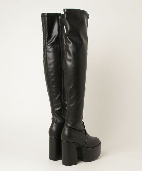 LOVEHUNTER(ラブハンター)の「+10.5cm 軽量厚底 スクエアトゥストレッチニーハイブーツ(ブーツ・レディース・ブラック系2/ブラック系1・SS/S/M/L/LL/3L)」の3枚目の写真
