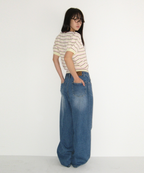 RONRON(ロンロン)の「STRIPE PUFF KNIT YELLOW BROWN(ニット/セーター・レディース・その他・FREE)」の5枚目の写真