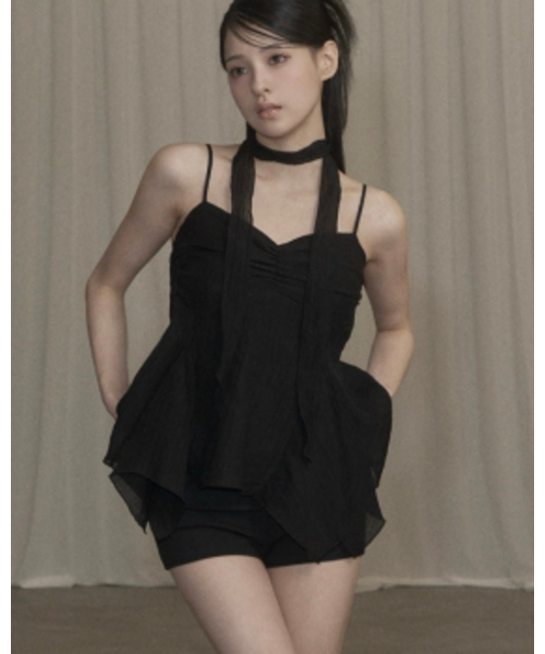 Ethnic Scarf Top (black)（Tシャツ/カットソー）｜KHAKIPOINT（カーキ 