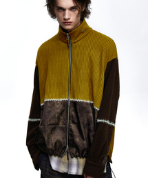 RSSC（アールエスエスシー）の「STITCHED MIX KNIT ZIP UP - MUSTARD/BROWN（カーディガン/ボレロ）」