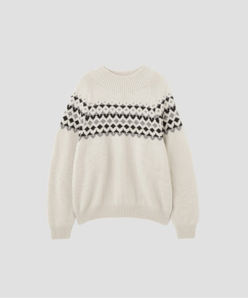 MARGARET HOWELL（マーガレットハウエル）の「WOOL CASHMERE SILK FAIRISLE（ニット/セーター・レディース・ネイビー/オフホワイト・2）」の8枚目の写真