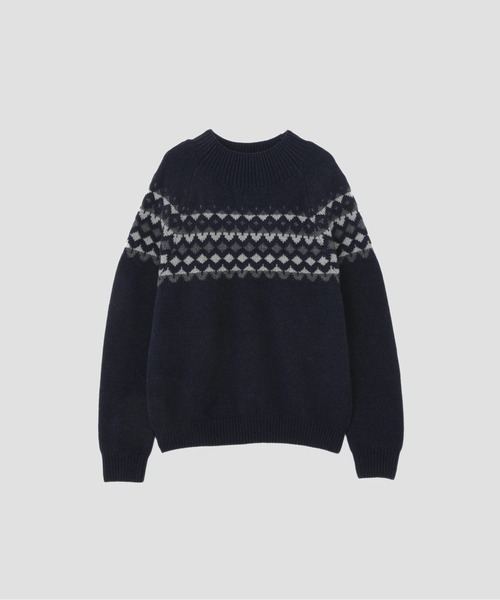 MARGARET HOWELL（マーガレットハウエル）の「WOOL CASHMERE SILK FAIRISLE（ニット/セーター・レディース・ネイビー/オフホワイト・2）」の4枚目の写真