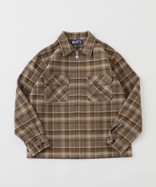 セール】BoTT / ボット ZIP-UP FLANNEL SHIRT（シャツ/ブラウス