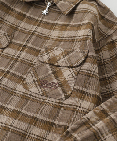 PULP/417EDIFICE(パルプフォーワンセブンエディフィス)の「BoTT / ボット ZIP-UP FLANNEL SHIRT(シャツ/ブラウス・メンズ・ブラウン/パープル・SMALL/MEDIUM)」の3枚目の写真