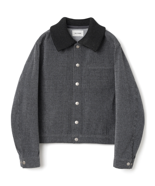 MILLO WOMEN(ミロウーマン)の「ニットミックスワークジャケット【ストライプブラック】(その他アウター・レディース・その他・SMALL/MEDIUM)」の1枚目の写真