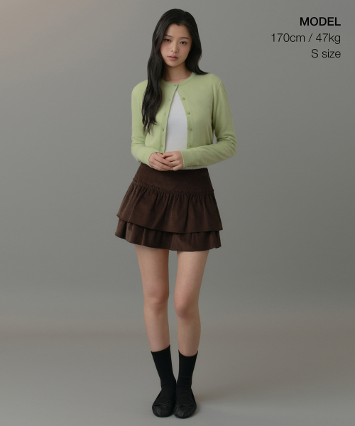 MUSINSA STANDARD WOMAN（ムシンサスタンダードウーマン）の「ウィメンズラムウールラウンドネッククロップカーディガン[ペイルグリーン]（カーディガン/ボレロ・レディース・その他・SMALL/MEDIUM/LARGE/X-SMALL）」の9枚目の写真