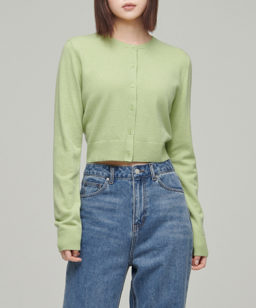 MUSINSA STANDARD WOMAN（ムシンサスタンダードウーマン）の「ウィメンズラムウールラウンドネッククロップカーディガン[ペイルグリーン]（カーディガン/ボレロ・レディース・その他・SMALL/MEDIUM/LARGE/X-SMALL）」の8枚目の写真