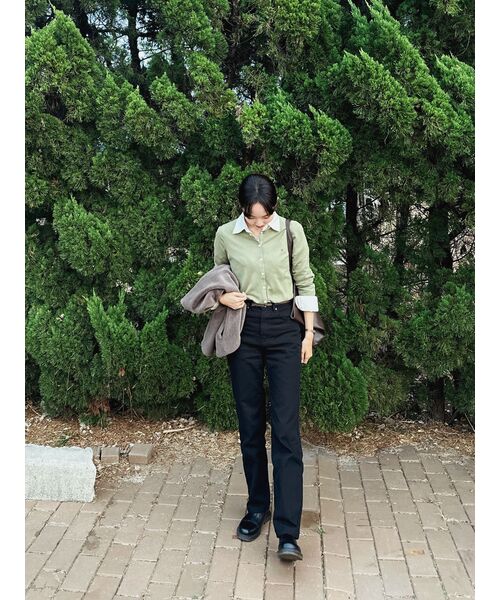 MUSINSA STANDARD WOMAN（ムシンサスタンダードウーマン）の「ウィメンズラムウールラウンドネッククロップカーディガン[ペイルグリーン]（カーディガン/ボレロ・レディース・その他・SMALL/MEDIUM/LARGE/X-SMALL）」の10枚目の写真