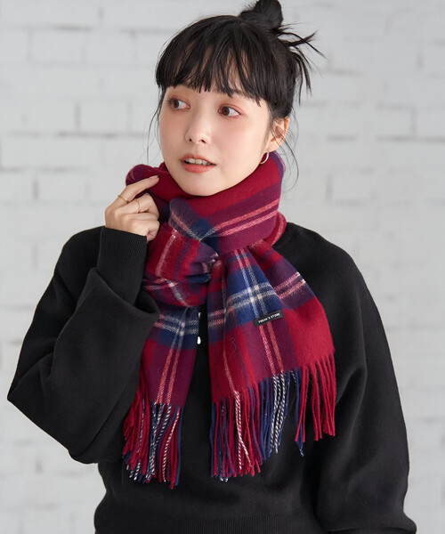 FREAK'S STORE(フリークスストア)の「ウールチェックマフラー(マフラー・レディース・レッド/ホワイト/ブラウン・ONE SIZE)」の5枚目の写真