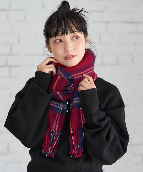 FREAK'S STORE(フリークスストア)の「ウールチェックマフラー(マフラー・レディース・レッド/ホワイト/ブラウン・ONE SIZE)」の6枚目の写真