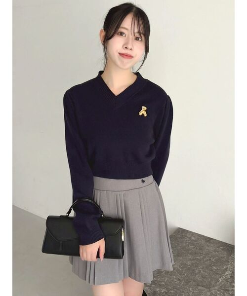 POLO BCS(ポロ ビーシーエス)の「【POLO BCSコラボ】レーススカーフベア刺繍ニットトップス(ニット/セーター・レディース・アイボリー/グレー/ネイビー/ベージュ・FREE)」の14枚目の写真