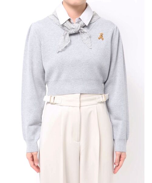 POLO BCS(ポロ ビーシーエス)の「【POLO BCSコラボ】レーススカーフベア刺繍ニットトップス(ニット/セーター・レディース・アイボリー/グレー/ネイビー/ベージュ・FREE)」の22枚目の写真