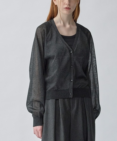 シースルーラメ入りニットカーディガン