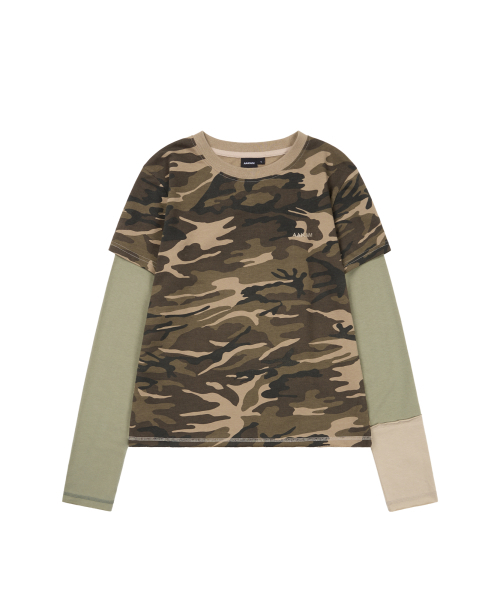 Camouflage layered Long Sleeve (Brown)（Tシャツ/カットソー