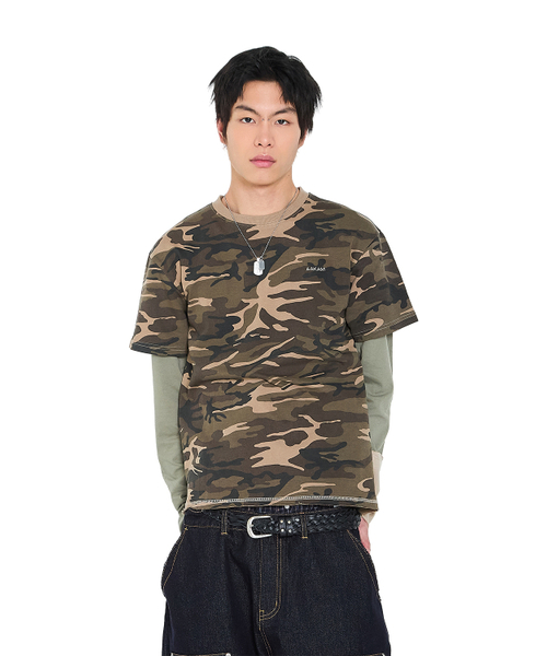 AAKAM(アーカム)の「Camouflage layered Long Sleeve (Brown)(Tシャツ/カットソー・レディース・その他・1/2)」の2枚目の写真