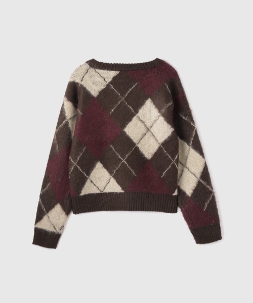 VICKY（ビッキー）の「アクリルモヘヤアーガイルVネックニット≪手洗い可能≫（ニット/セーター・レディース・ブラウン系その他/グレー系その他・M）」の15枚目の写真