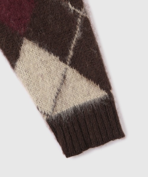 VICKY（ビッキー）の「アクリルモヘヤアーガイルVネックニット≪手洗い可能≫（ニット/セーター・レディース・ブラウン系その他/グレー系その他・M）」の17枚目の写真