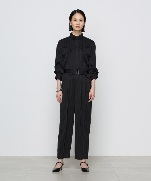 COMME CA(コムサ)の「〔 Sサイズ 〕 【ブライトリーセットアップ】サテンストライプ・無地 シャツジャケット(ブルゾン・レディース・ブラック系その他/グレー系その他・5号)」の4枚目の写真