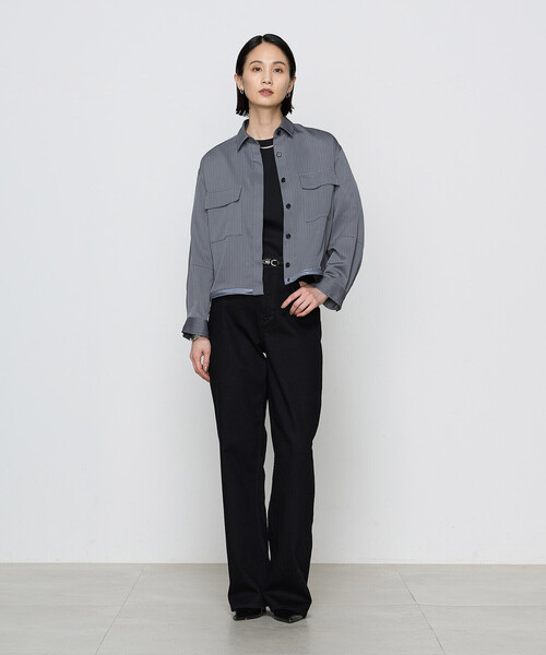 COMME CA(コムサ)の「〔 Sサイズ 〕 【ブライトリーセットアップ】サテンストライプ・無地 シャツジャケット(ブルゾン・レディース・ブラック系その他/グレー系その他・5号)」の21枚目の写真