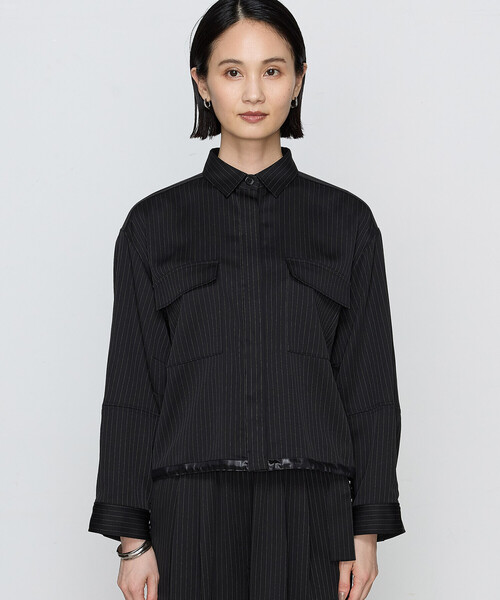 COMME CA(コムサ)の「〔 Sサイズ 〕 【ブライトリーセットアップ】サテンストライプ・無地 シャツジャケット(ブルゾン・レディース・ブラック系その他/グレー系その他・5号)」の22枚目の写真