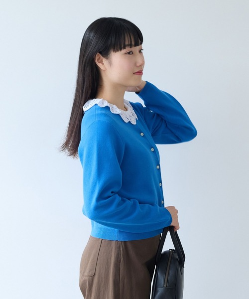 bulle de savon（ビュルデサボン）の「14G cotton クルーカーディガン（カーディガン/ボレロ・レディース・ブルー/アイボリー/ライム/レッド・FREE）」の17枚目の写真