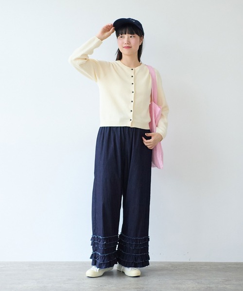 bulle de savon（ビュルデサボン）の「14G cotton クルーカーディガン（カーディガン/ボレロ・レディース・ブルー/アイボリー/ライム/レッド・FREE）」の10枚目の写真