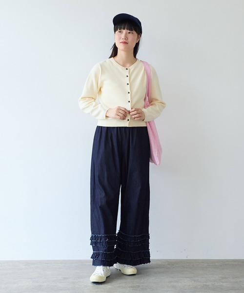 bulle de savon（ビュルデサボン）の「14G cotton クルーカーディガン（カーディガン/ボレロ・レディース・ブルー/アイボリー/ライム/レッド・FREE）」の11枚目の写真