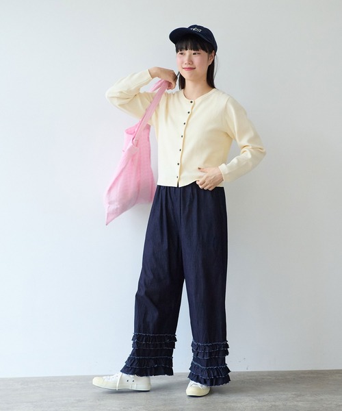 bulle de savon（ビュルデサボン）の「14G cotton クルーカーディガン（カーディガン/ボレロ・レディース・ブルー/アイボリー/ライム/レッド・FREE）」の12枚目の写真