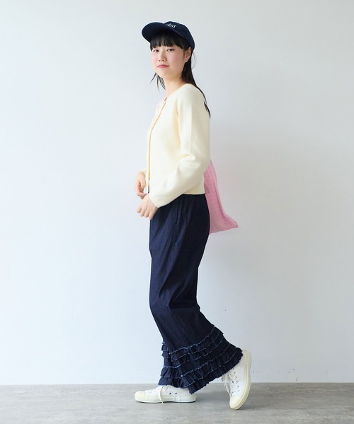 bulle de savon（ビュルデサボン）の「14G cotton クルーカーディガン（カーディガン/ボレロ・レディース・ブルー/アイボリー/ライム/レッド・FREE）」の13枚目の写真